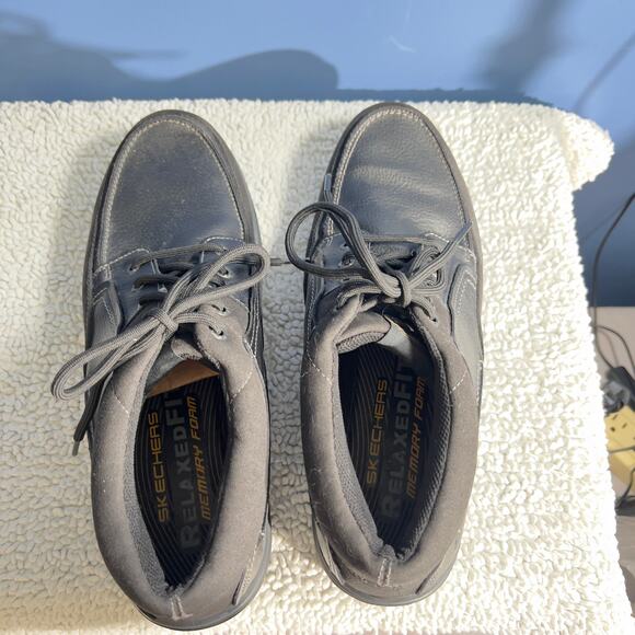 Skechers Boots Men 11.5 Relax Fit Memory Foam Leather Upper Lace Hiking Work - Picture 10 of 11